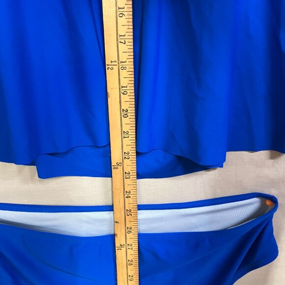 Cupshe Women's Large Chick Blue 2 Piece Tankini Swimdress Flattering Ruching - Picture 15 of 16